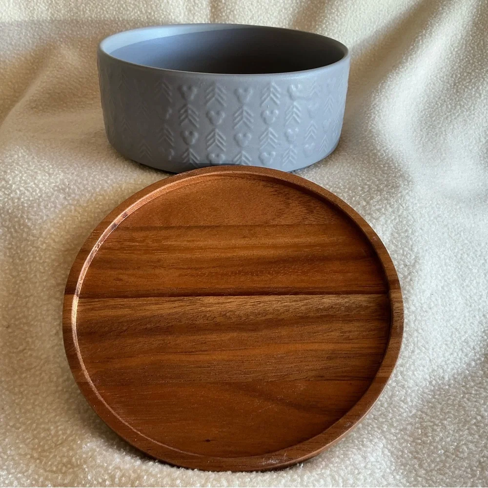 Disney Mickey Embossed Stoneware bowl with on a wooden base